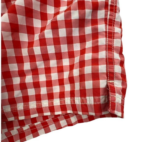 Massimo Dutti Swim Shorts M Red Gingham Navy Polka Dot Preppy Beach - Picture 4 of 15